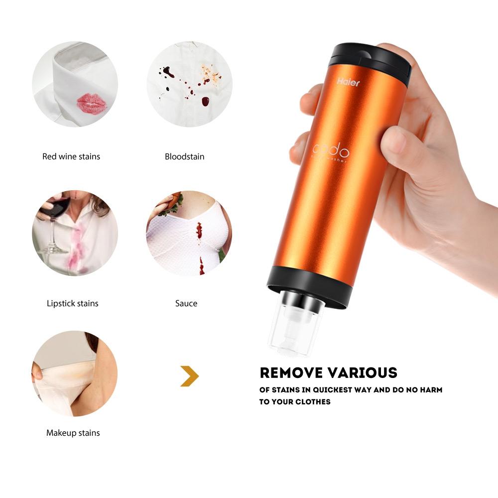 Haier MXG1C Codo Mini Washing Machine in a compact design, showcasing its portable features and squeeze-wash technology.