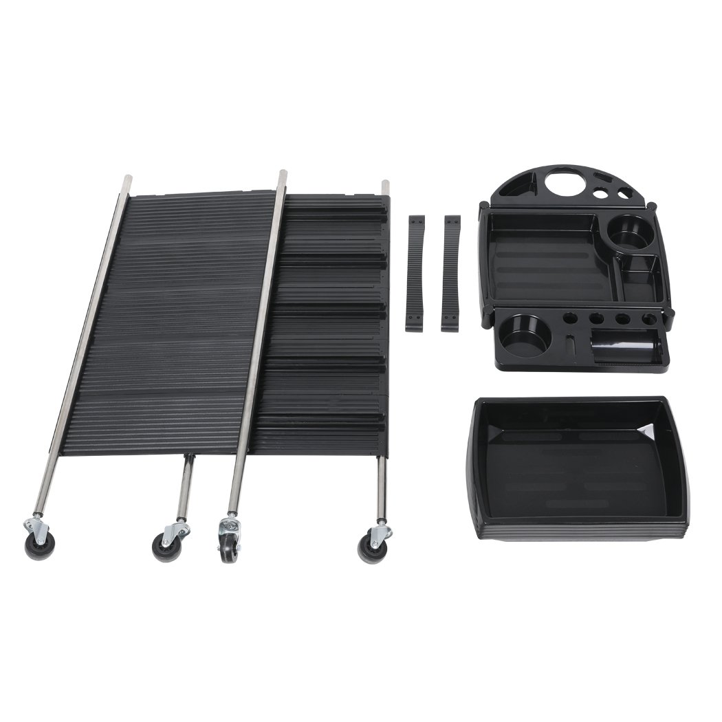 Hairdressing Salon Trolley with 6 tiers and 360° rotating wheels, designed for beauty salons and spas, featuring collapsible trays and durable construction.