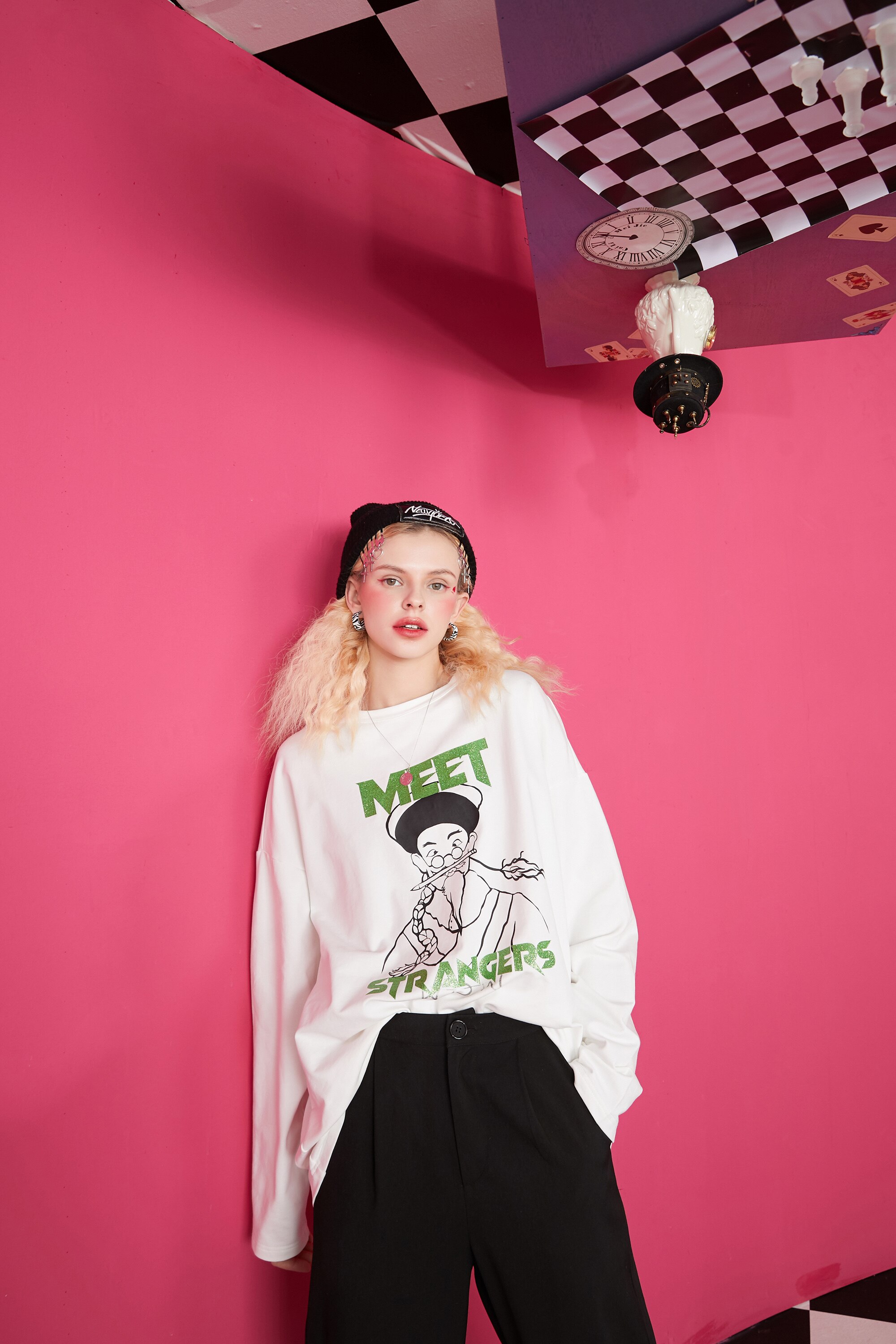 Harajuku Cartoon Print Casual Pullover T-Shirt for women, featuring a vibrant cartoon design on a white background, perfect for spring and autumn wear.