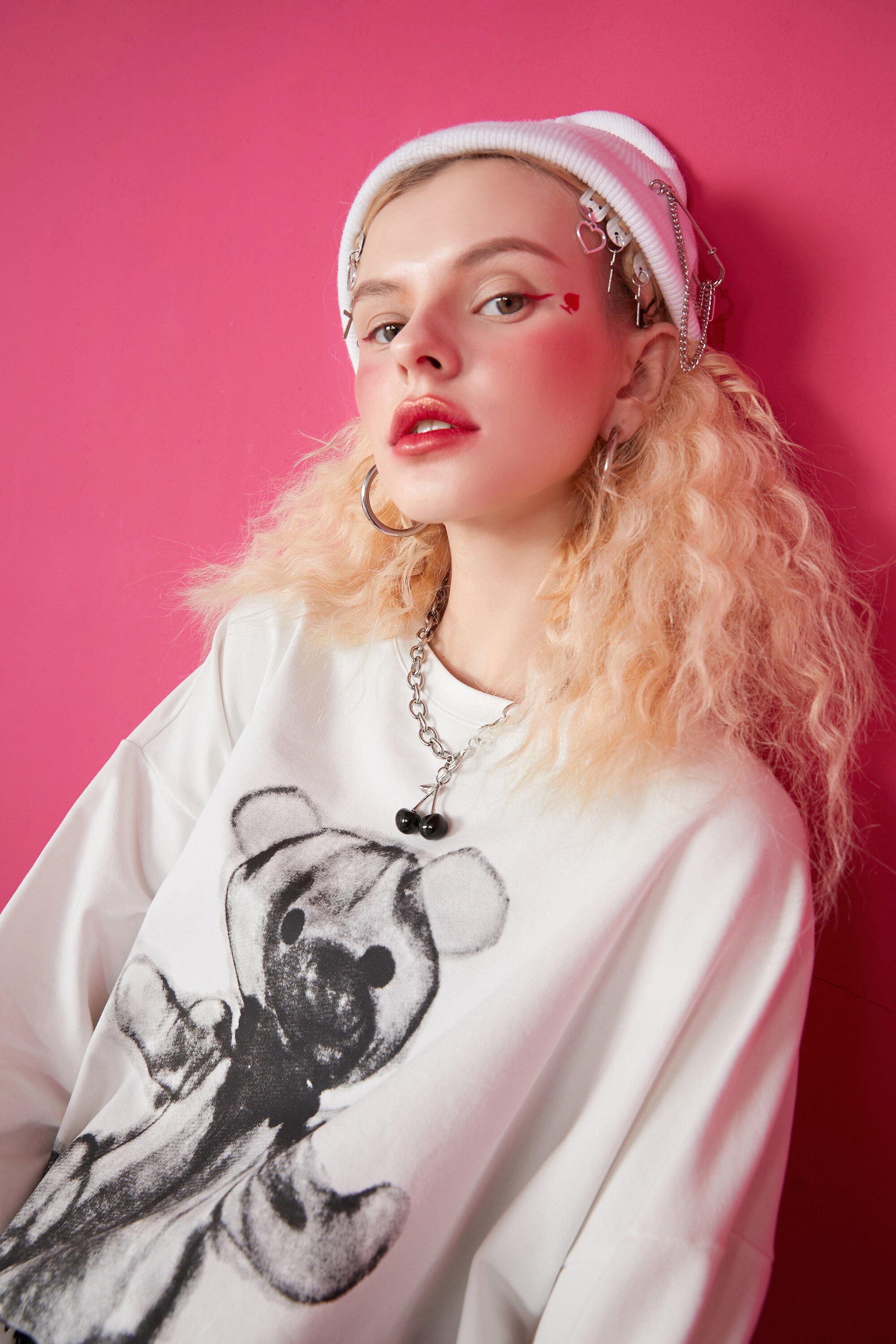 Harajuku Cartoon Print Casual Pullover T-Shirt for women, featuring a vibrant cartoon design on a white background, perfect for spring and autumn wear.
