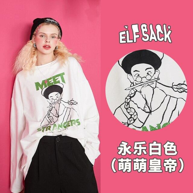 Harajuku Cartoon Print Casual Pullover T-Shirt for women, featuring a vibrant cartoon design on a white background, perfect for spring and autumn wear.