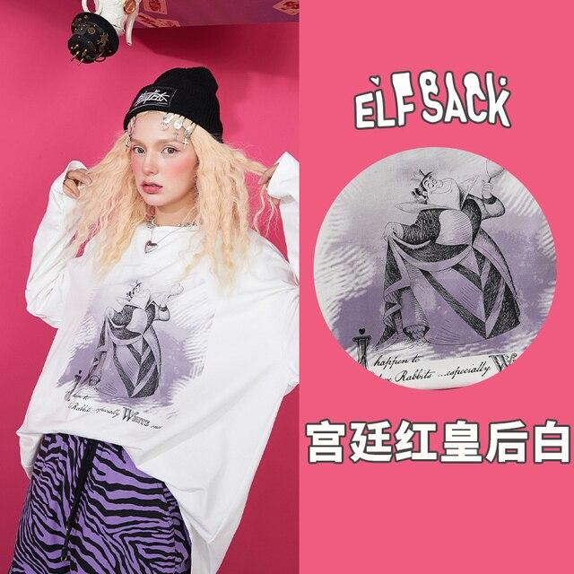 Harajuku Cartoon Print Casual Pullover T-Shirt for women, featuring a vibrant cartoon design on a white background, perfect for spring and autumn wear.