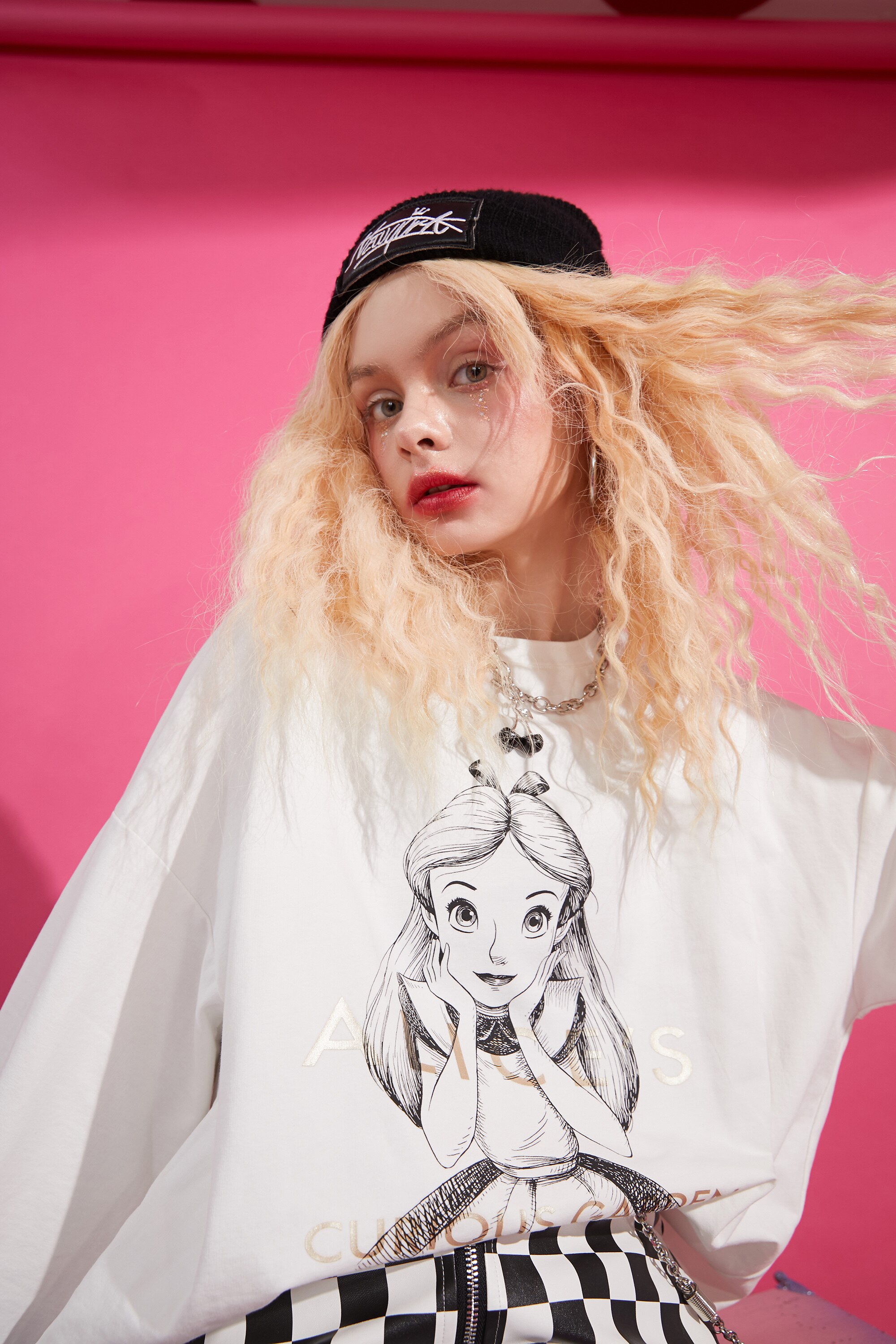 Harajuku Cartoon Print Casual Pullover T-Shirt for women, featuring a vibrant cartoon design on a white background, perfect for spring and autumn wear.