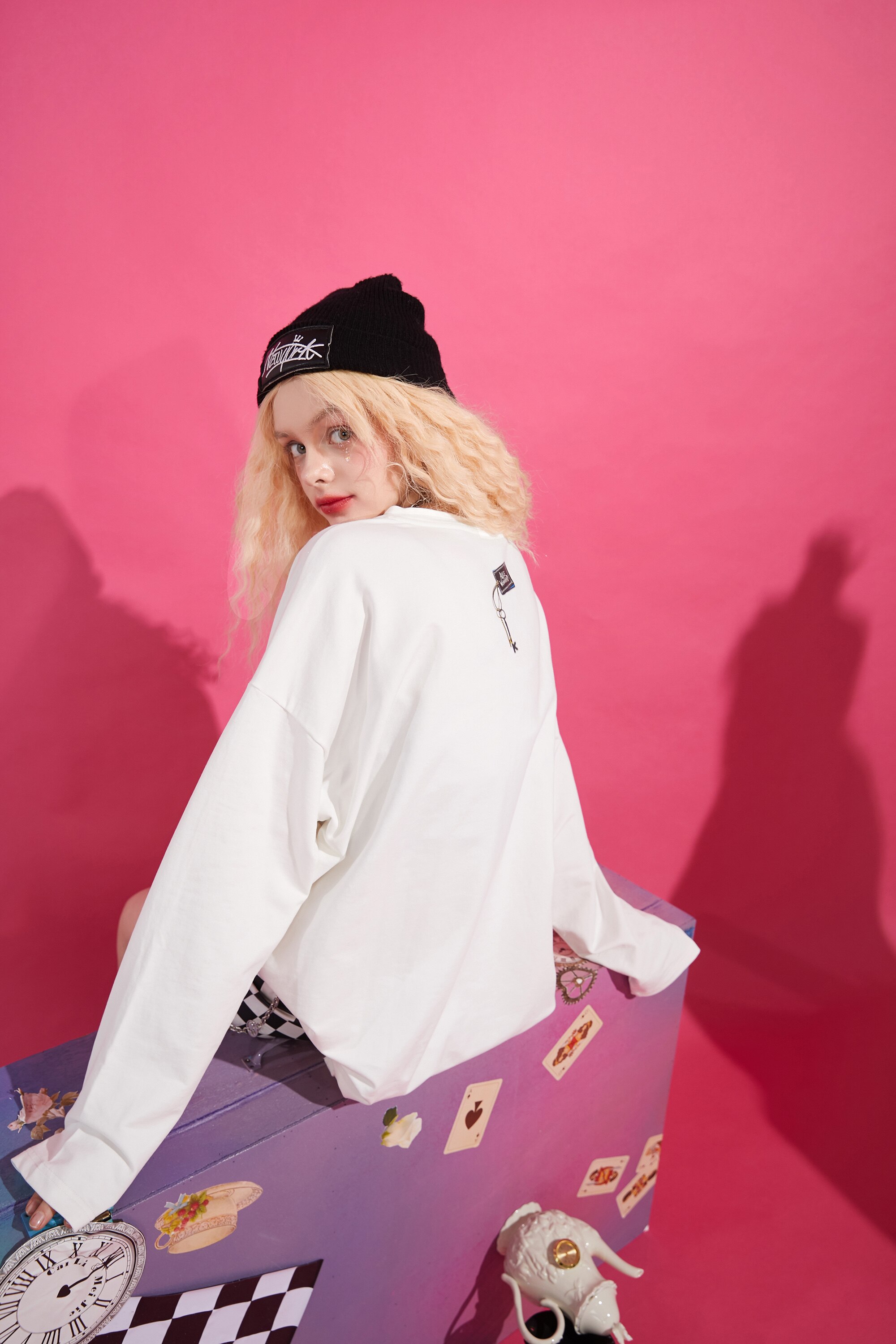 Harajuku Cartoon Print Casual Pullover T-Shirt for women, featuring a vibrant cartoon design on a white background, perfect for spring and autumn wear.