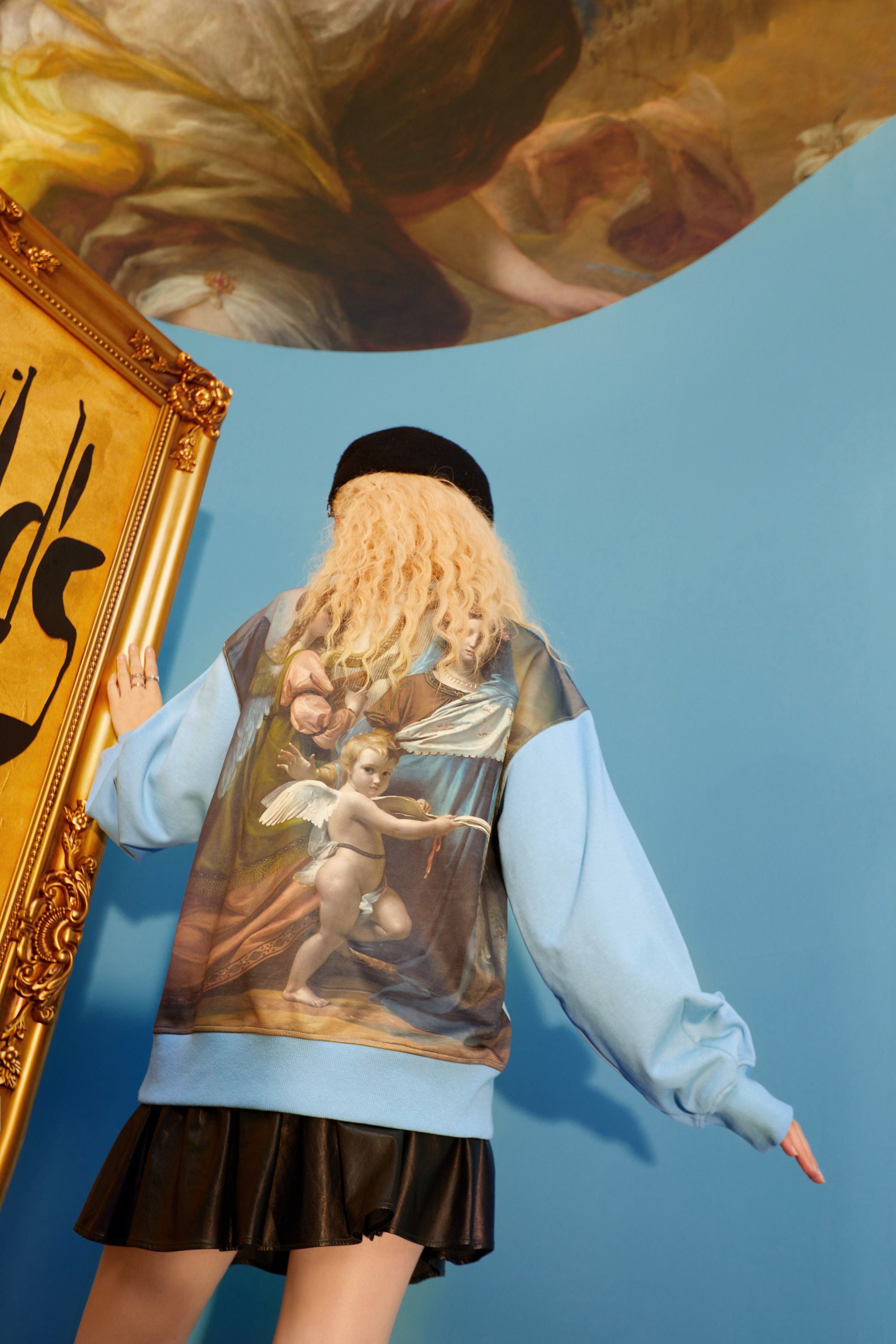 Harajuku Graphic Print Casual Pullover Sweatshirt for women in blue, featuring a stylish graphic design and comfortable fit.