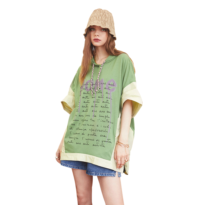 Harajuku Letter Print Casual Hoodie for Women in autumn colorblock design, showcasing stylish letter print and comfortable fit.