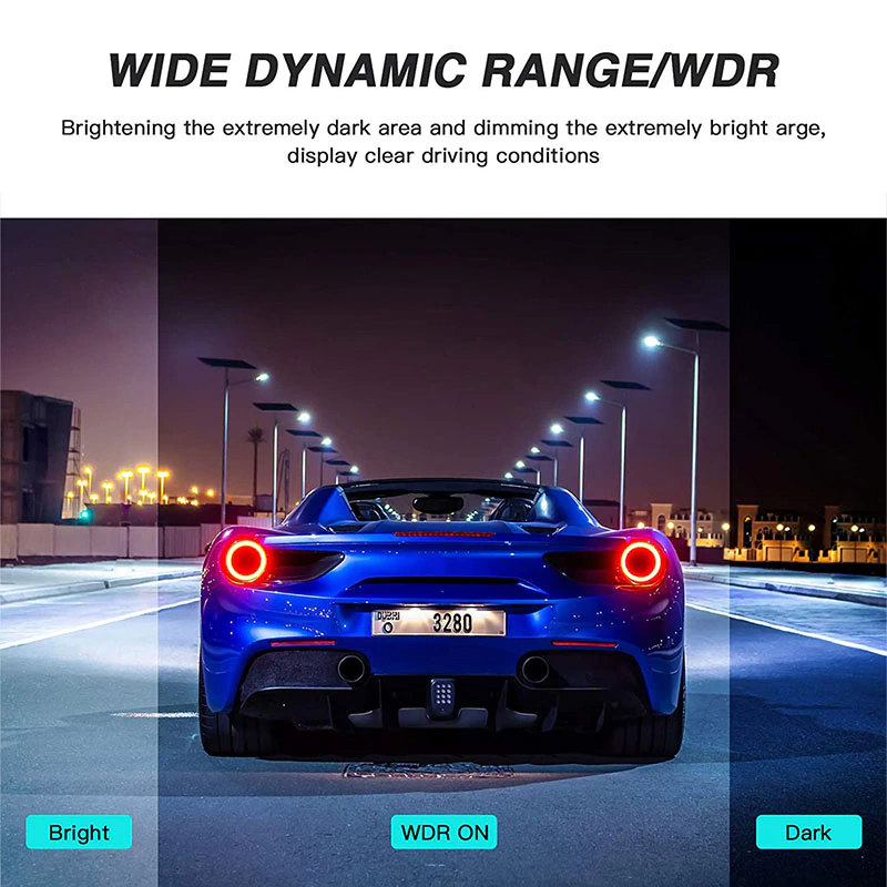 HD 1080P Car Dual Lens Dash Cam with 4-inch display, front and rear cameras, showcasing its sleek design and advanced features.