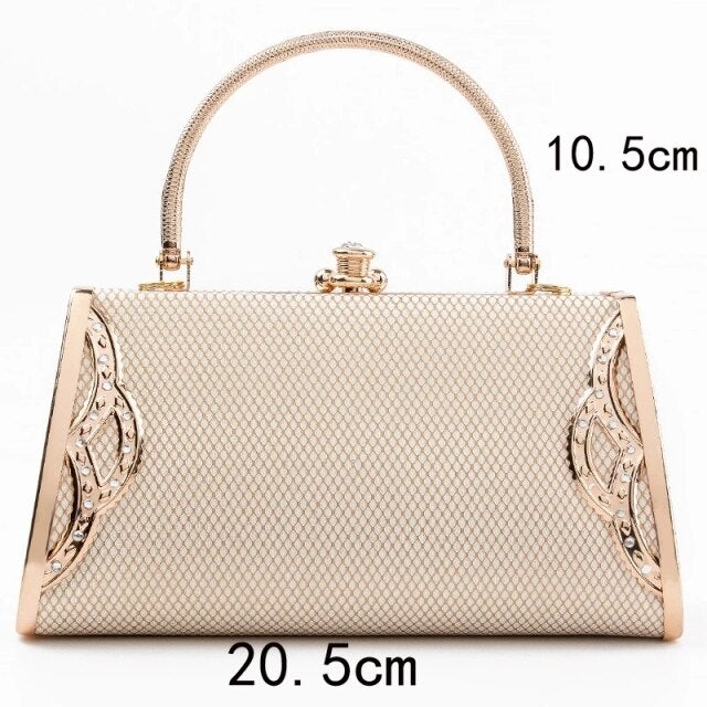 Heart Diamonds women's handbag featuring a golden chain shoulder strap and geometric pattern, perfect for parties and weddings.