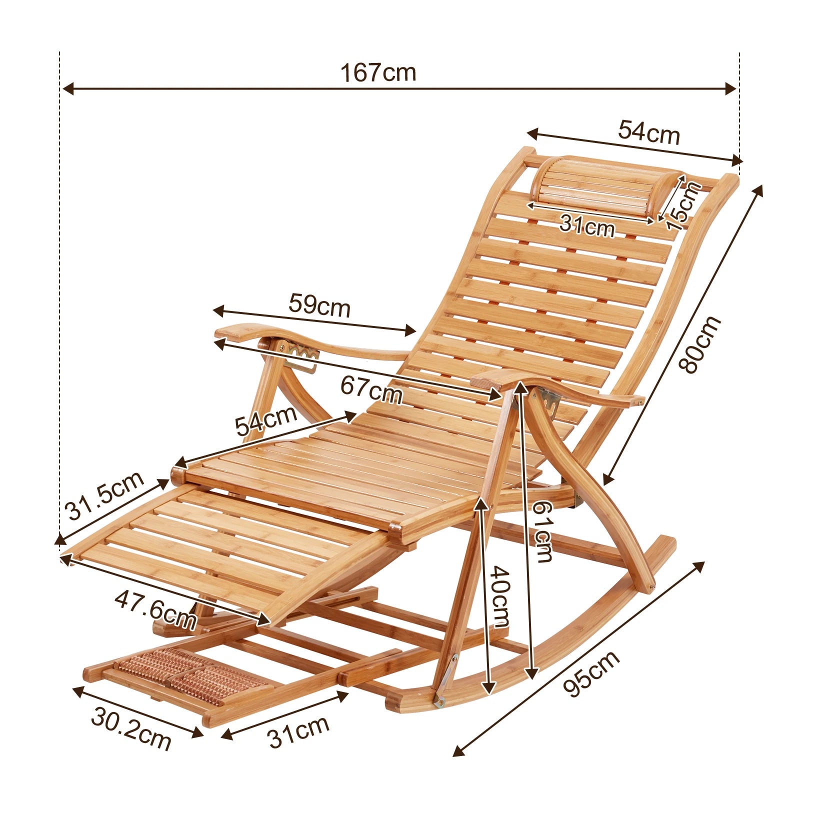 Heavy Duty Bamboo Rocking Chair showcasing its elegant design and sturdy construction, perfect for relaxation and leisure.