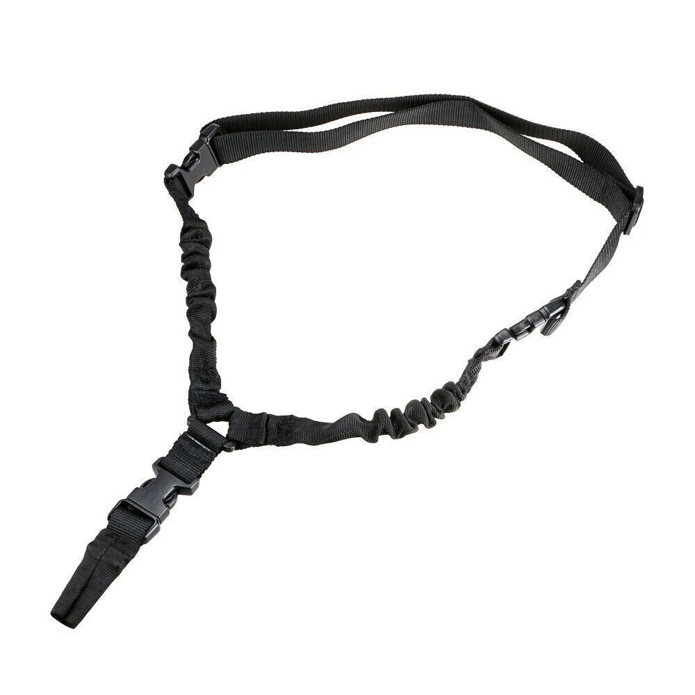 Heavy Duty Tactical Single Point Gun Rifle Sling with adjustable length and quick detach buckle, designed for comfort and durability.