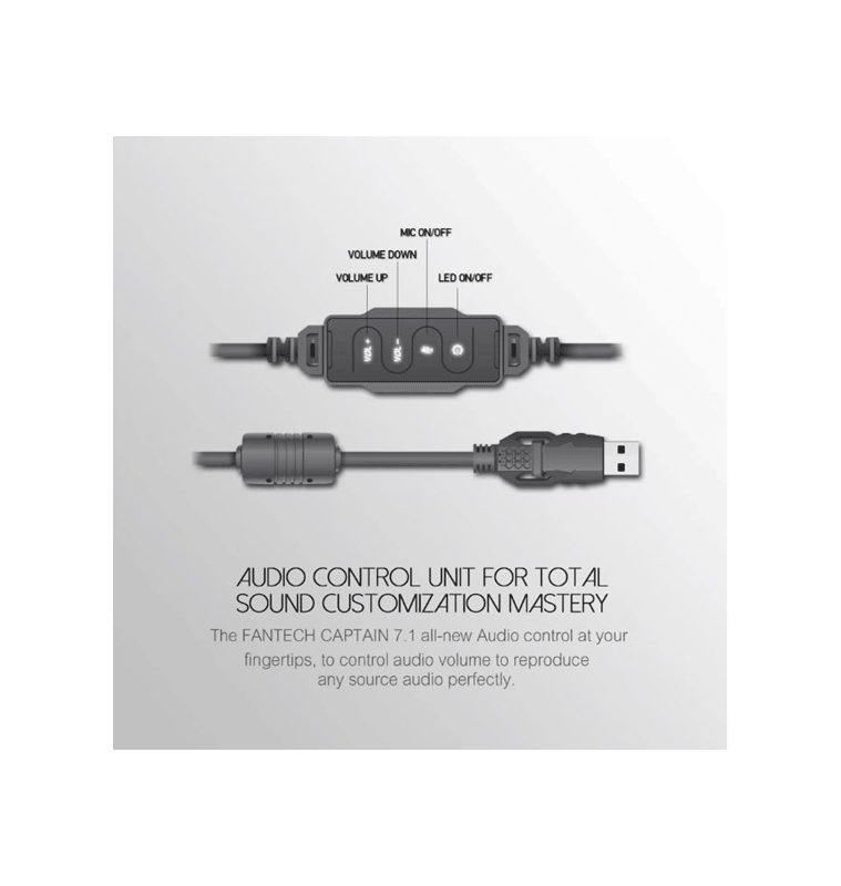 HG11 CAPTAIN 7.1 Surround Sound USB Gaming Headphone with adjustable bass and noise isolation features, showcasing its sleek design and LED lights.