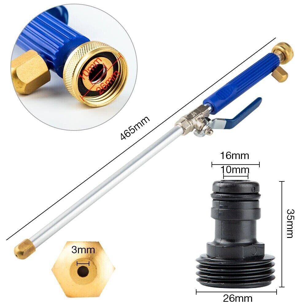 High Pressure Power Washer Water Spray Gun Nozzle Wand Attachment with two nozzle tips for versatile cleaning.