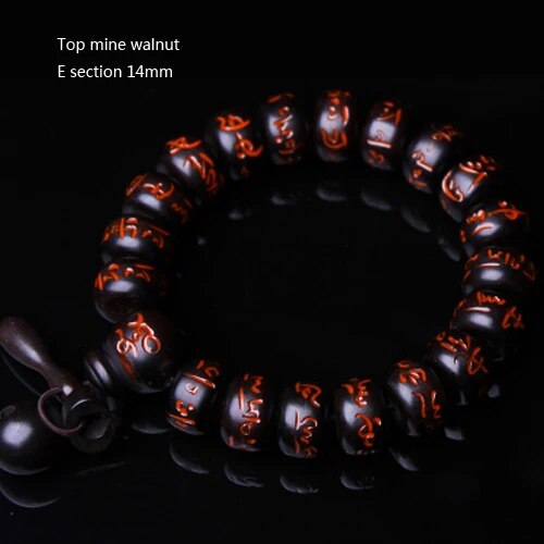 High quality Natural Lightning Peach Wood Buddha beads, hand carved, showcasing intricate details and a warm wood finish.