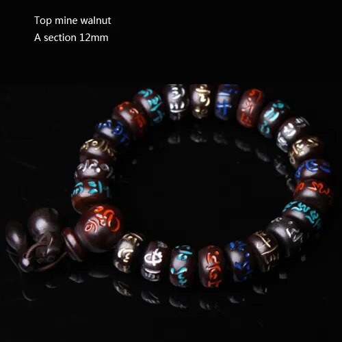 High quality Natural Lightning Peach Wood Buddha beads, hand carved, showcasing intricate details and a warm wood finish.