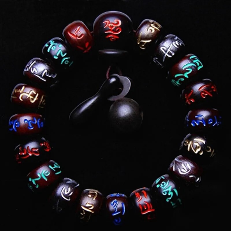 High quality Natural Lightning Peach Wood Buddha beads, hand carved, showcasing intricate details and a warm wood finish.