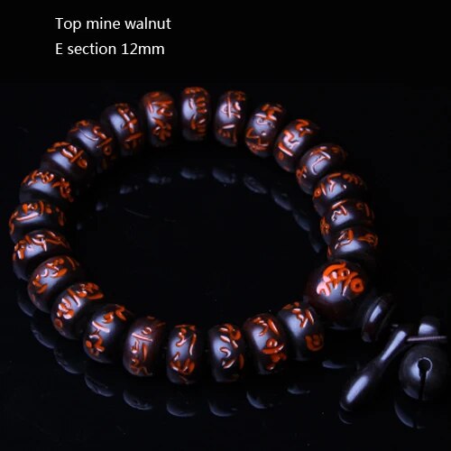 High quality Natural Lightning Peach Wood Buddha beads, hand carved, showcasing intricate details and a warm wood finish.