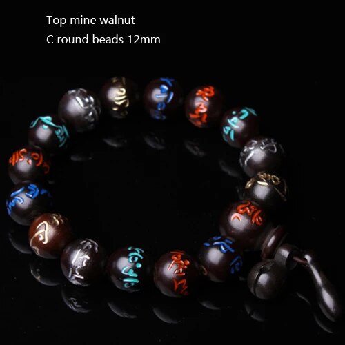 High quality Natural Lightning Peach Wood Buddha beads, hand carved, showcasing intricate details and a warm wood finish.