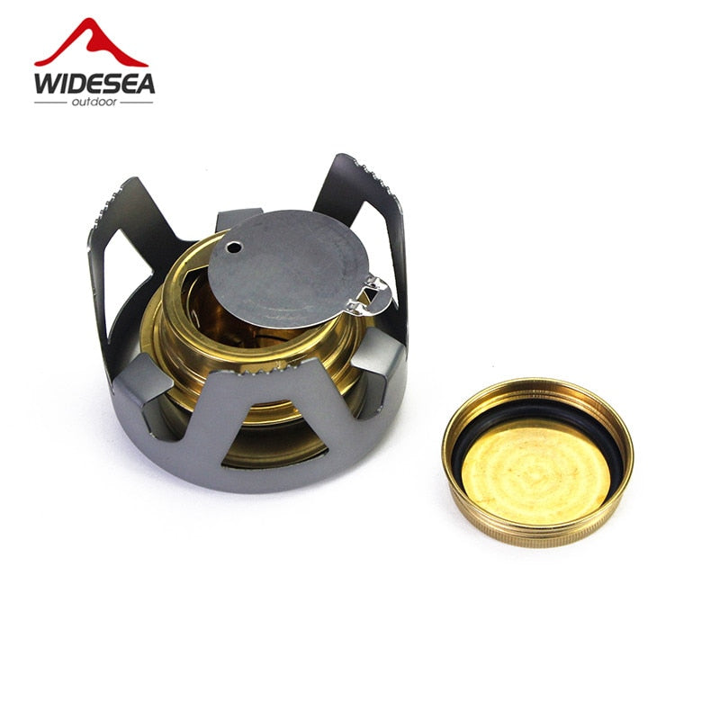 High Quality Outdoor Picnic Stove, a mini ultra-light spirit combustor made of aluminum alloy, designed for camping and outdoor cooking.