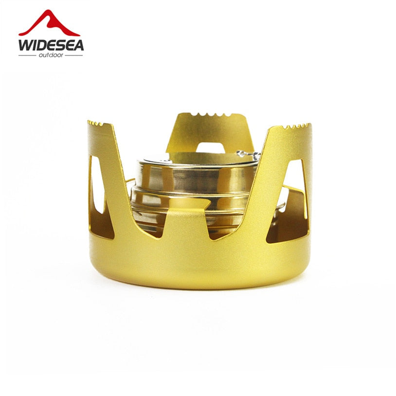 High Quality Outdoor Picnic Stove, a mini ultra-light spirit combustor made of aluminum alloy, designed for camping and outdoor cooking.