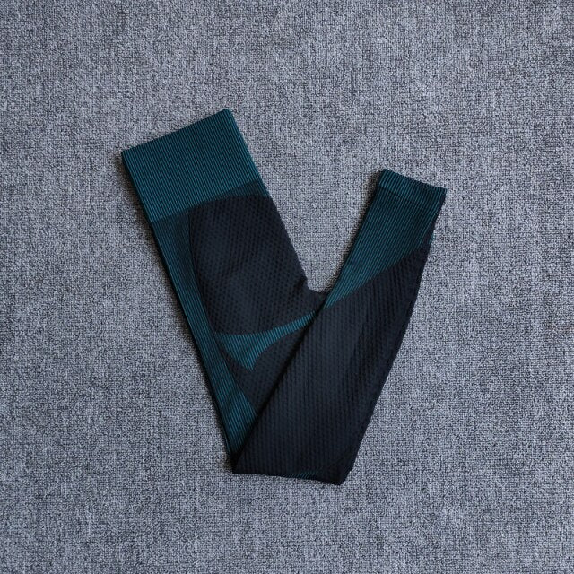 High Waist Leggings and Sport Bra Yoga Set for Women in vibrant colors, showcasing seamless design and breathable material.