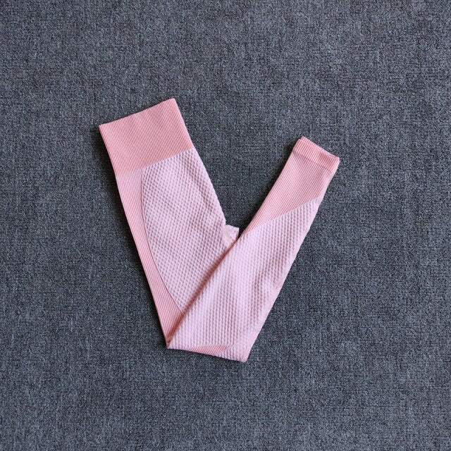 High Waist Leggings and Sport Bra Yoga Set for Women in vibrant colors, showcasing seamless design and breathable material.