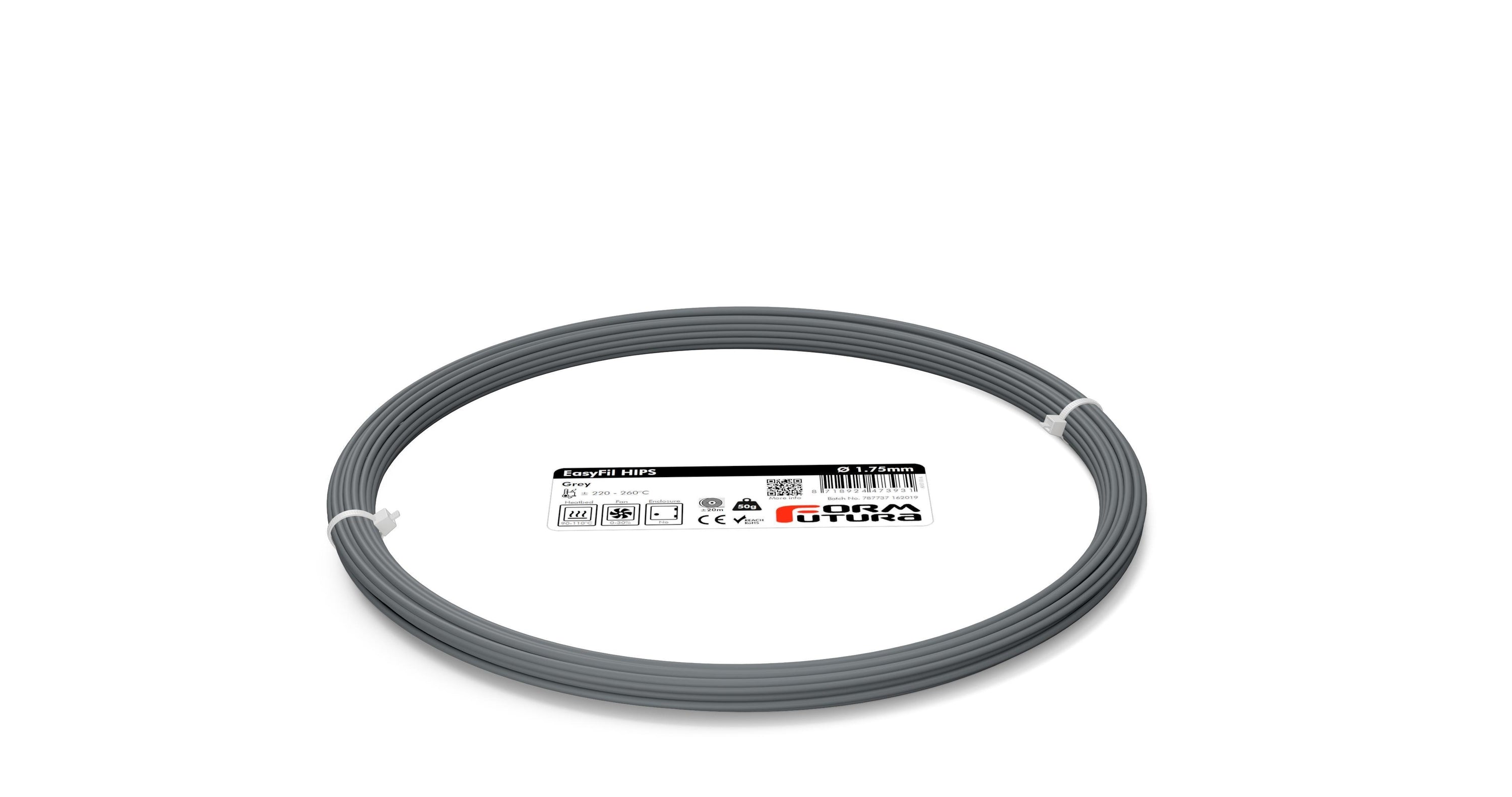 EasyFil HIPS filament in various colors including Black, Dark Blue, and Grey, showcasing its smooth matte finish and high-quality spool design.