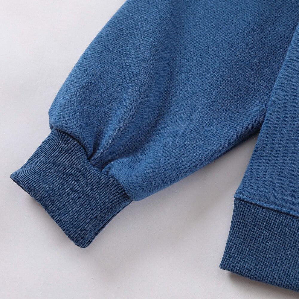 Cozy blue hoodie for men featuring a big pocket and Blue Planet letter design, perfect for autumn and winter streetwear.