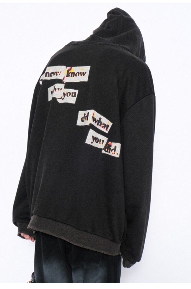 Men's hoodie featuring cartoon comics graffiti letter print, perfect for streetwear style.