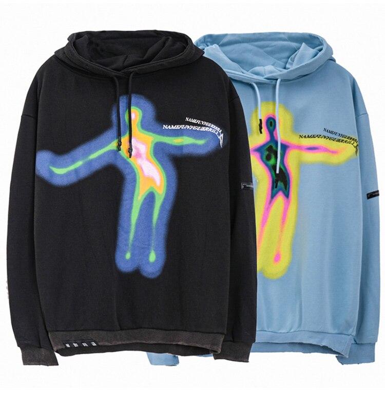 Men's hoodie featuring cartoon comics graffiti letter print, perfect for streetwear style.