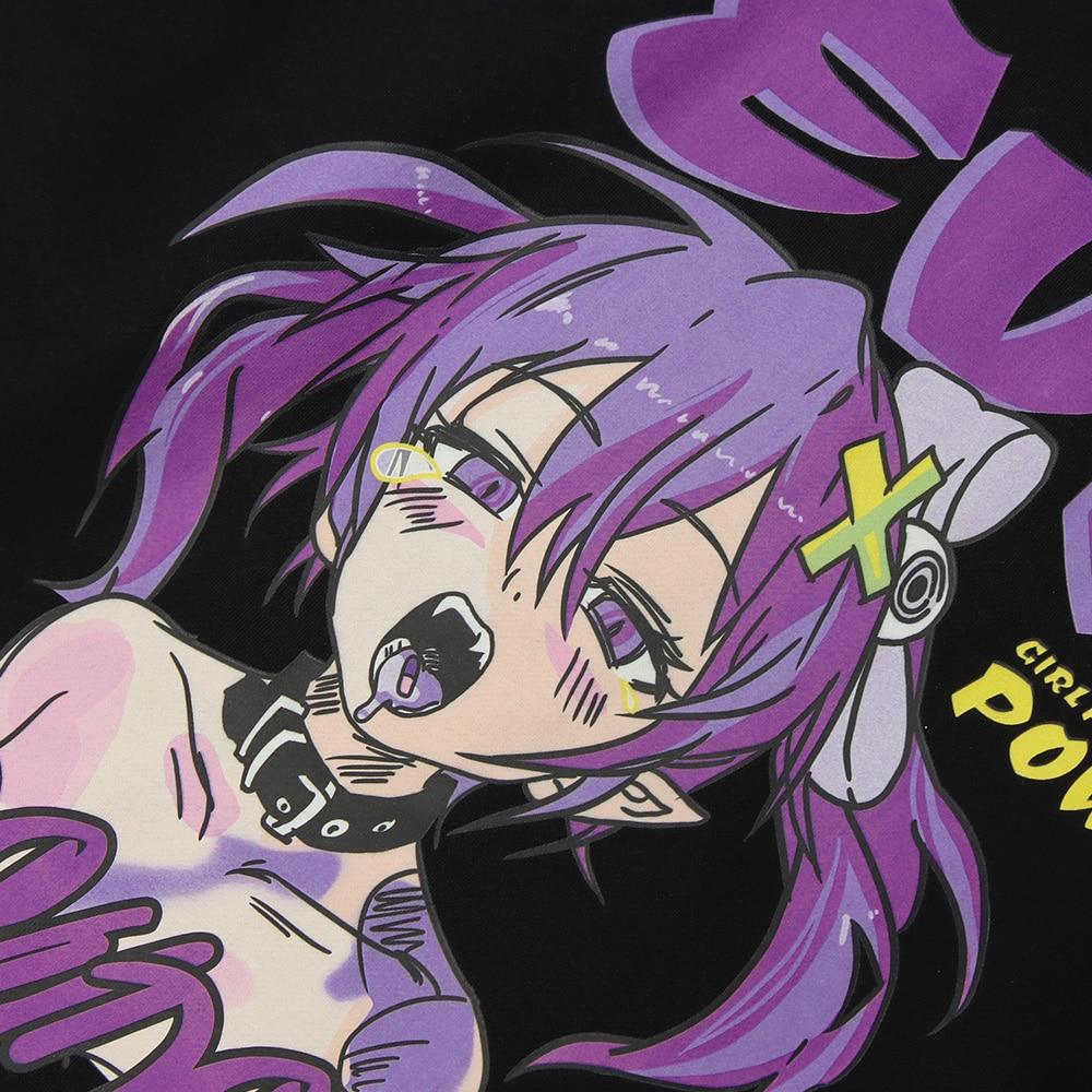 Men's hoodie featuring a cartoon gothic girl print, perfect for autumn and winter streetwear.