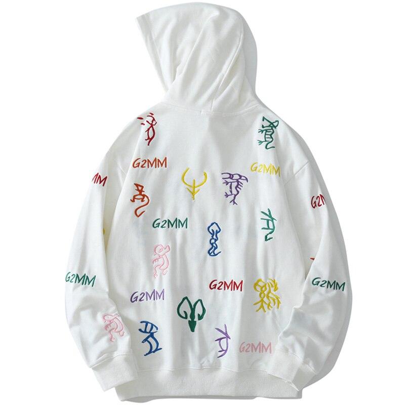 Men's hoodie featuring colorful animal embroidery in a casual style, perfect for autumn and winter wear.
