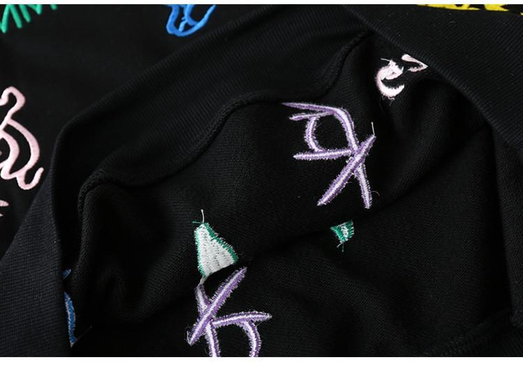 Men's hoodie featuring colorful animal embroidery in a casual style, perfect for autumn and winter wear.