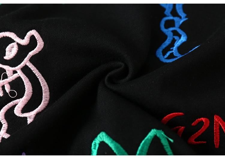 Men's hoodie featuring colorful animal embroidery in a casual style, perfect for autumn and winter wear.