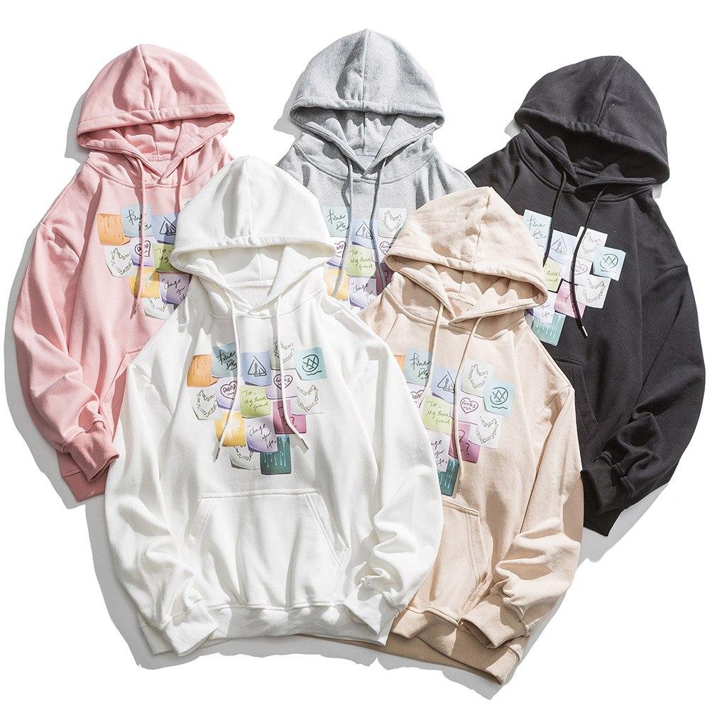 Colorful funny notes print hoodie for men, featuring a hood and full sleeves, perfect for autumn casual wear.