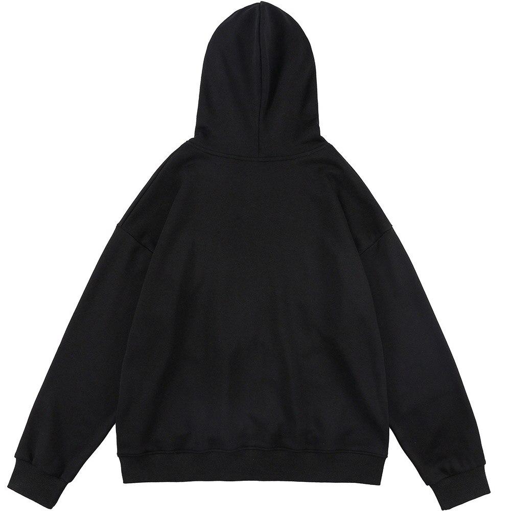 Men's colorful hoodie featuring cute bear embroidery and letter design, perfect for casual streetwear.