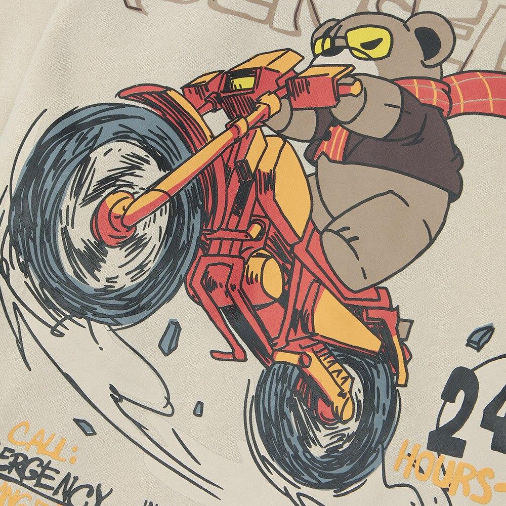 Men's Cute Bear Punk Hoodie in Apricot and Dark Gray, featuring a cozy fleece material and cartoon design.