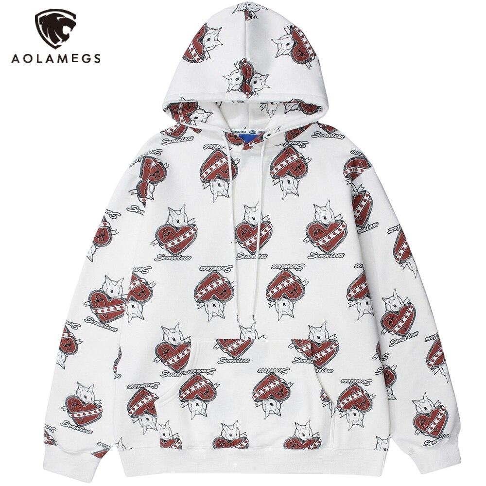 Men's hoodie featuring a cute cartoon animal print, perfect for casual wear in autumn and winter.