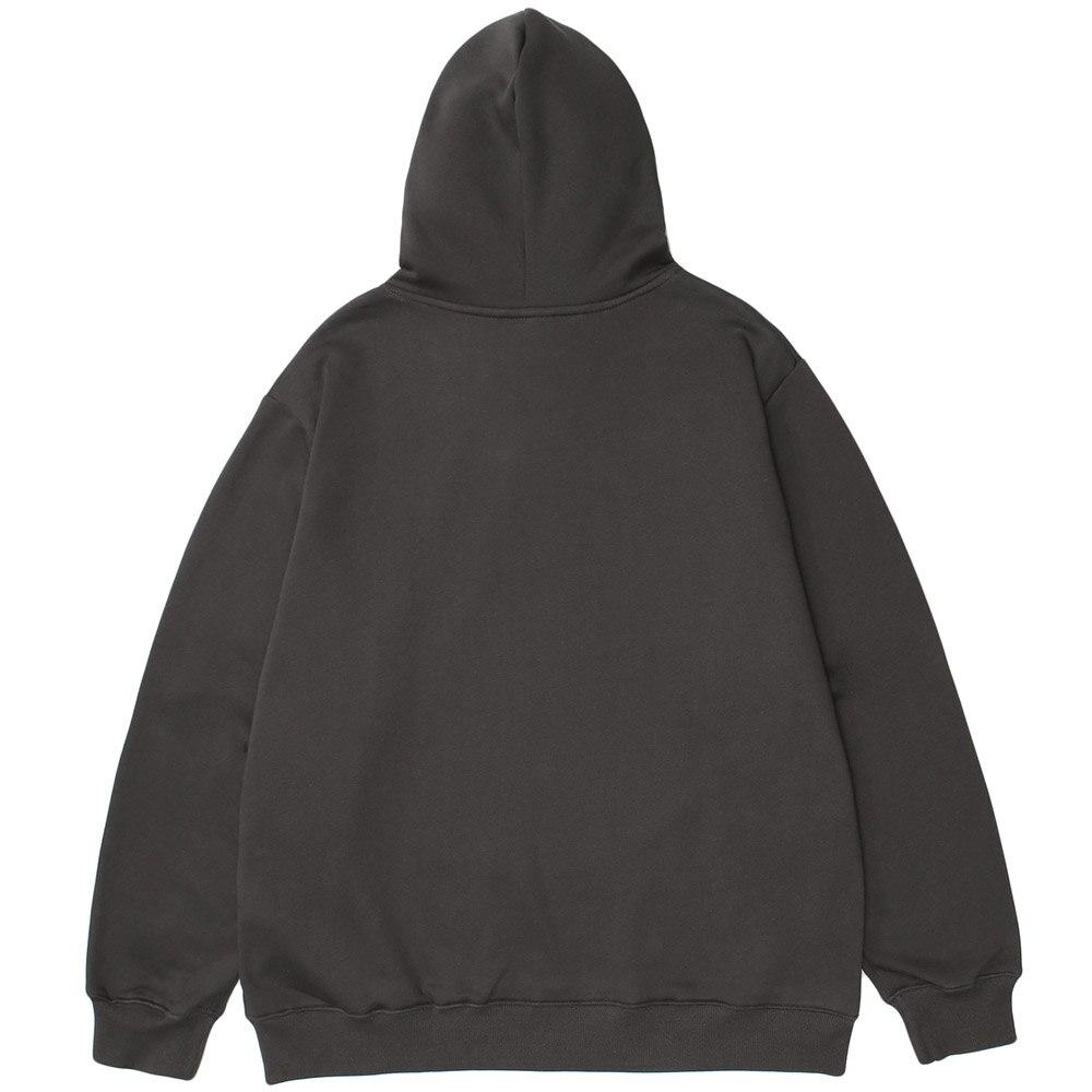 A cozy fleece hoodie for men featuring a cute punk design with cartoon patterns, available in coral red and dark gray.