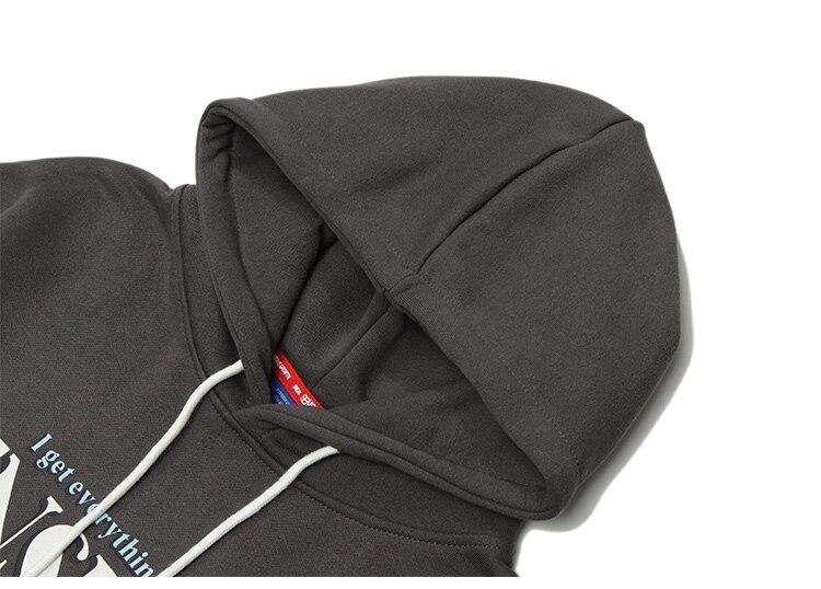 A cozy fleece hoodie for men featuring a cute punk design with cartoon patterns, available in coral red and dark gray.