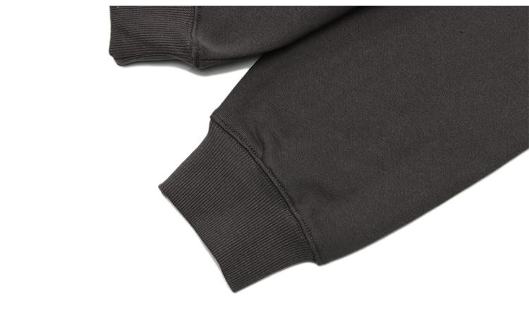 A cozy fleece hoodie for men featuring a cute punk design with cartoon patterns, available in coral red and dark gray.