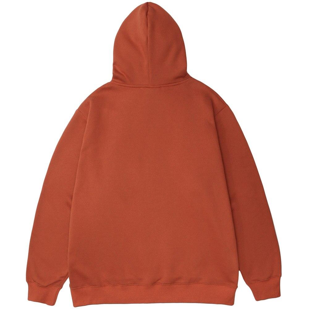 A cozy fleece hoodie for men featuring a cute punk design with cartoon patterns, available in coral red and dark gray.