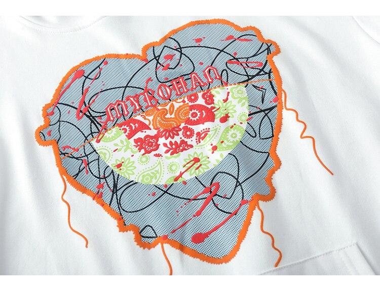 Men's hoodie featuring cute heart-shaped embroidery, perfect for casual college style.