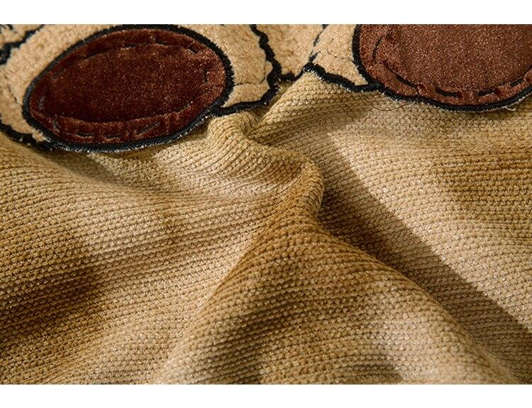 Oversized fleece hoodie for men featuring a cute furry bear patch, perfect for casual streetwear in gray and brown colors.