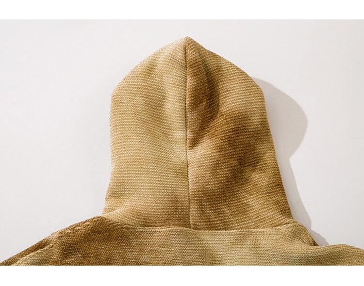 Oversized fleece hoodie for men featuring a cute furry bear patch, perfect for casual streetwear in gray and brown colors.