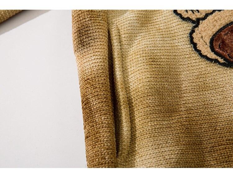 Oversized fleece hoodie for men featuring a cute furry bear patch, perfect for casual streetwear in gray and brown colors.