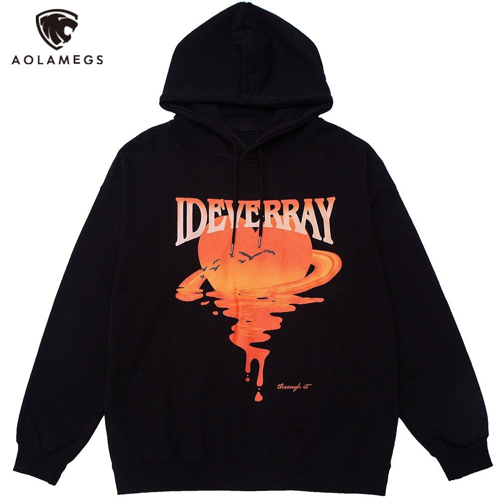 Men's Harajuku hoodie featuring gradient letter print, perfect for couples, in black, white, and rose red colors.