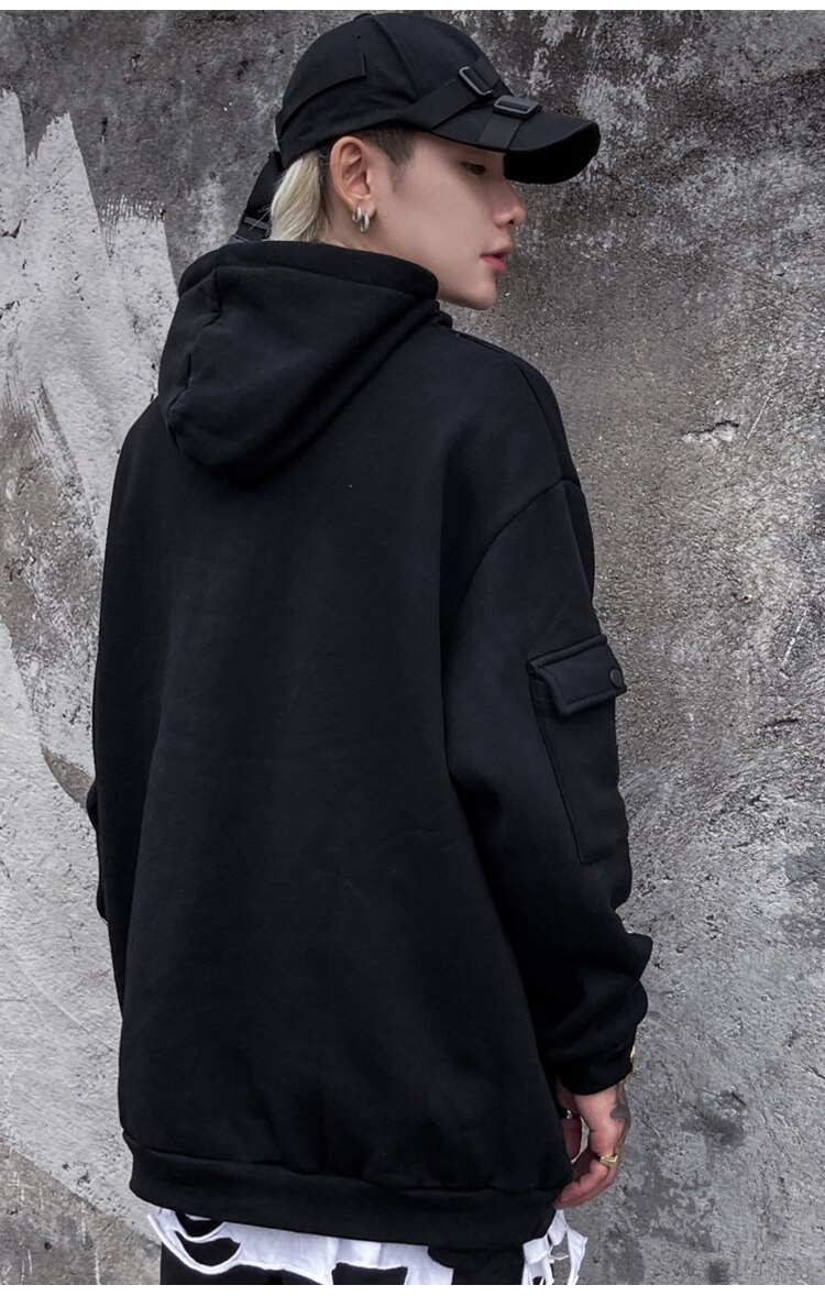 Men's Harajuku hoodie featuring a heart-shaped net print and letter design, perfect for casual streetwear.