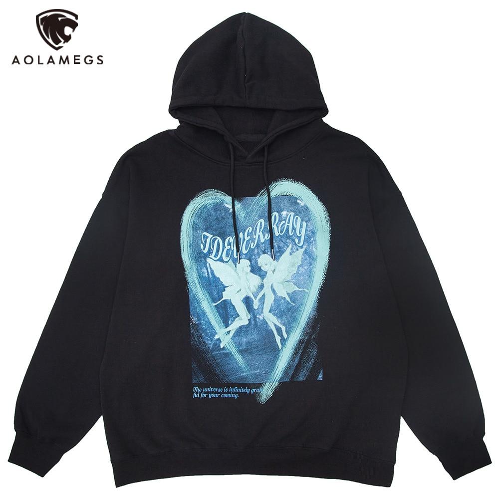 Men's oversized hoodie featuring a heart-shaped illusion fairy print, perfect for autumn and winter wear.