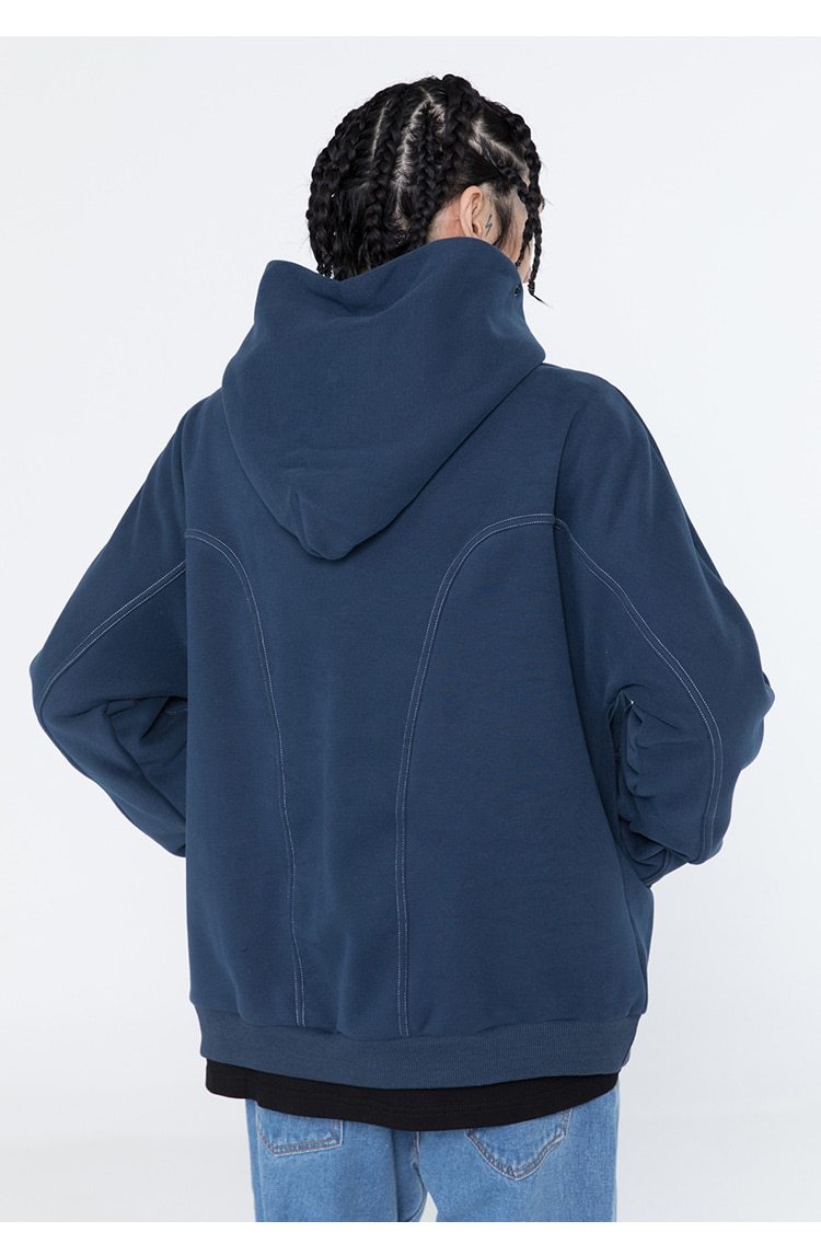 Men's hoodie featuring letter printed line art design, available in black, white, and navy colors, perfect for casual wear.