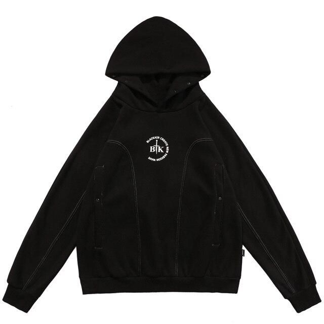 Men's hoodie featuring letter printed line art design, available in black, white, and navy colors, perfect for casual wear.